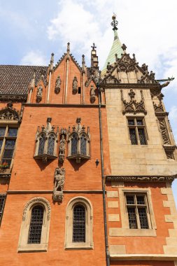 Gotik Wroclaw Old Town Hall Pazar Meydanı, Wroclaw, Polonya.