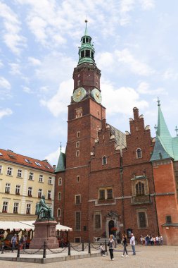 Gotik Wroclaw Old Town Hall Pazar Meydanı, Wroclaw, Polonya.