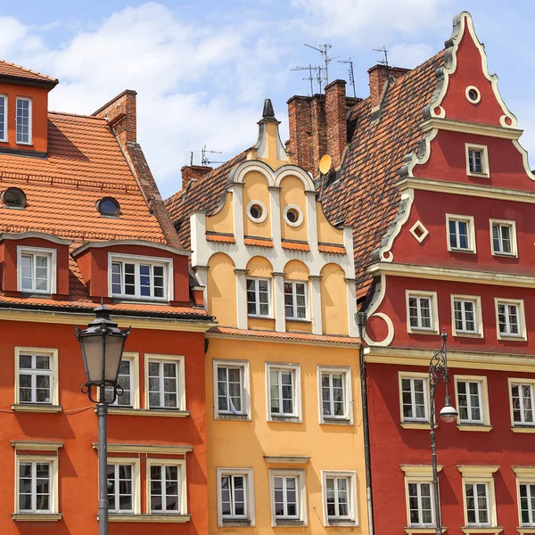 Main market square ,colorful tenement houses, Lower Silesia, Wroclaw, Poland — Stock Photo, Image