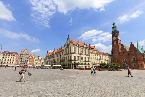 Mercado principal, Ayuntamiento antiguo, Baja Silesia, Wroclaw, Polonia — Foto de Stock