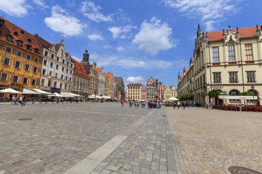 Ana Pazar sguare güneşli bir günde, aşağı Silezya, Wroclaw, Polonya