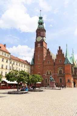 Gotik Wroclaw Old Town Hall Pazar Meydanı, Wroclaw, Polonya.