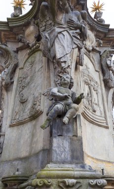 Nepomuk St. John, heykeli 18. yüzyıl anıt, Ostrow Tumski, Wroclaw, Polonya