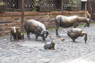 Katliam Wroclaw, bronz heykeli katliam hayvanlar, Wroclaw, Polonya.