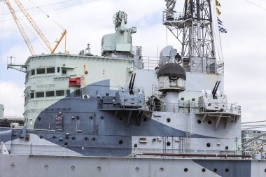 Bir savaş gemisi Hms Belfast Thames Nehri üzerinde London, Büyük Britanya