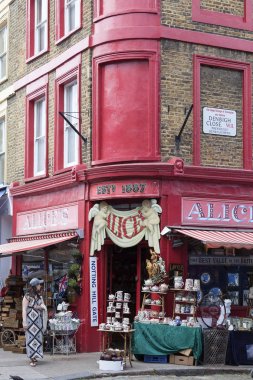 Alice'in Salonu, antika dükkanında ünlü Portobello road, shopwindow, Londra, İngiltere
