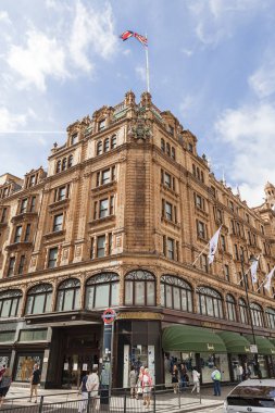  Harrods, lüks mağaza üzerinde Brompton Road, Londra, İngiltere.
