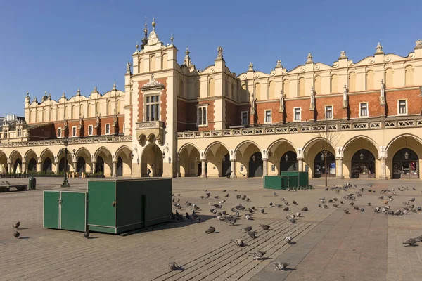 Cracovia Polonia Marzo 2020 Plaza Del Mercado Una Ciudad Desierta — Foto de Stock