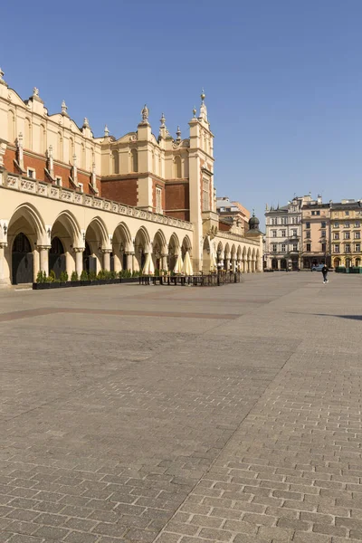 Cracovia Polonia Marzo 2020 Plaza Del Mercado Una Ciudad Desierta — Foto de Stock