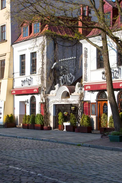 Krakow Polandia April 2020 Pemandangan Jalan Szeroka Kuartal Yahudi Kazimierz — Stok Foto