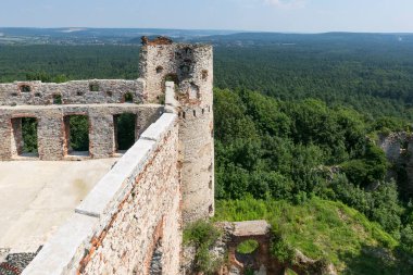 Rudno, Polonya - 21 Temmuz 2018: 15. yüzyıl ortaçağ kalesi, Tenczyn Kalesi, Polonya Jura, Krakow yakınlarında