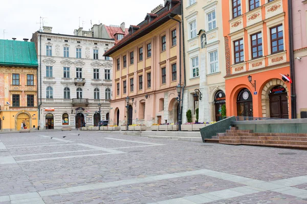 Krakow Poland May 2010 Small Market Square Deserted City Due — Stock Photo, Image