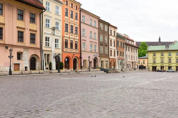 Krakow Poland May 2010 Small Market Square Deserted City Due — Stock Photo, Image