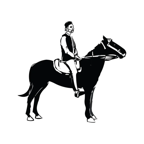 Rebelde medieval croata a caballo - Ilustración vectorial — Vector de stock