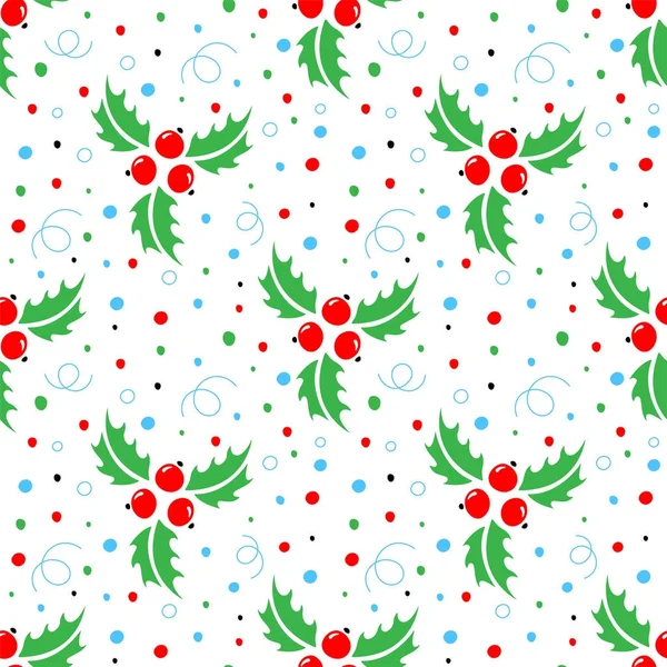 Modèle de Noël sans couture de Noël houx — Image vectorielle