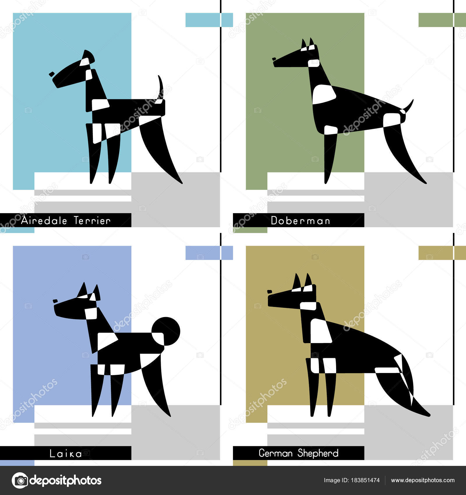 Jeu De Cartes Avec Les Races De Chien Stylisé Image