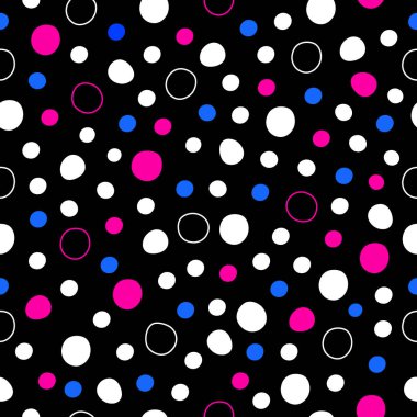 Kusursuz kırmızı, siyah, beyaz ve mavi konfeti deseni. Kolleksiyon