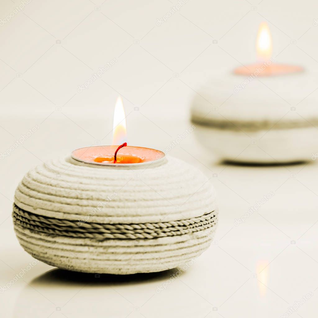 Round stone tea light holders spa concept square