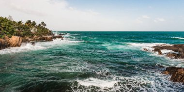 Toco Trinidad ve Tobago Batı Hint Adaları kaba deniz plaj uçurum kenar panorama