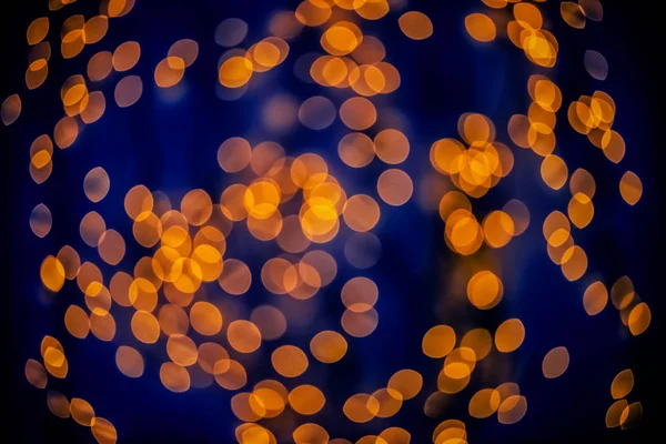 Bokeh Achtergrond Gloeiende Ovaal Vormige Glow Oranje Donkere Donkerblauw Leeg — Stockfoto