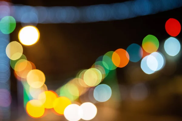 Färg Bokeh Stora Cirklar Ljus Utspridda Firande Atmosfär — Stockfoto