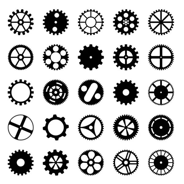 Ruedas de engranaje de silueta — Archivo Imágenes Vectoriales