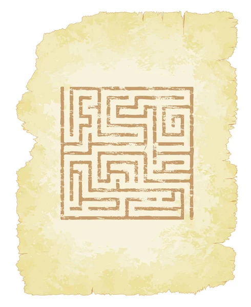 Maze On Parchment — Stock Vector