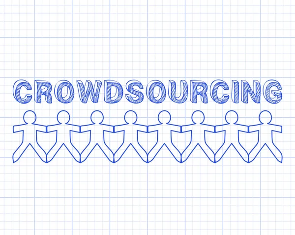 Crowdsourcing-Leute schreiben Papier — Stockvektor