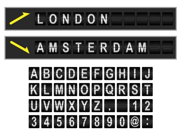 Airport Mechanical Display Font — Stock Vector