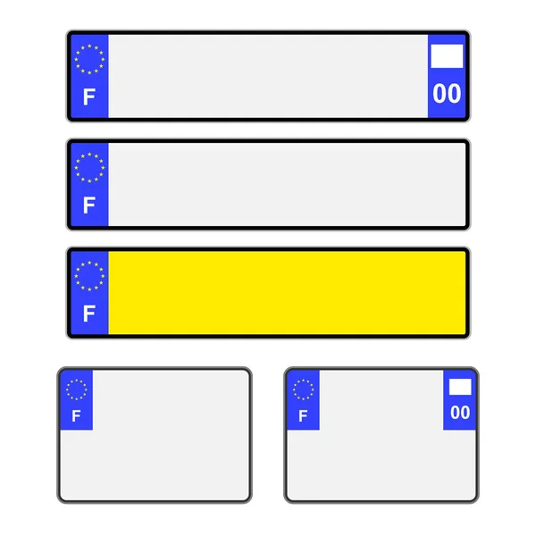 Placas de licença francesas em branco — Vetor de Stock