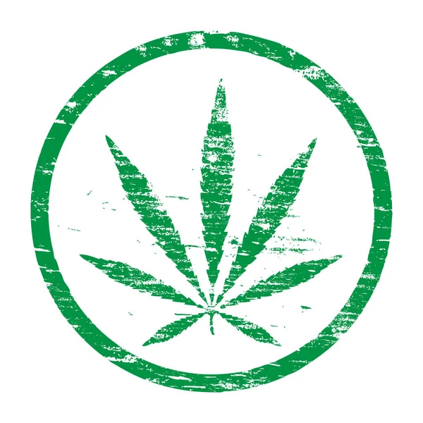 Runda Cannabis Leaf stämpel — Stock vektor