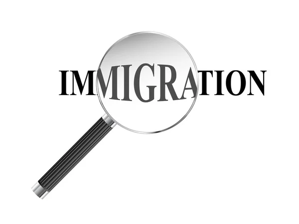 Immigratie Vergrootglas — Stockvector