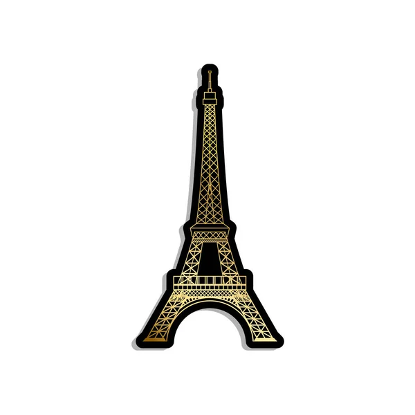 Guld Eiffeltornet etikett — Stock vektor