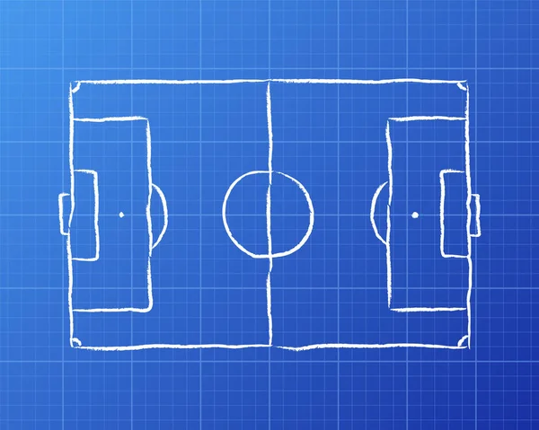 Fútbol Pitch Blueprint — Vector de stock