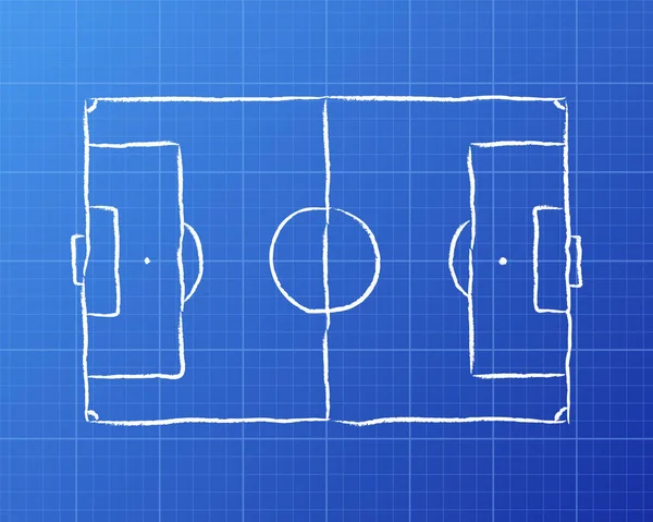 Piłka nożna boisko Blueprint — Wektor stockowy