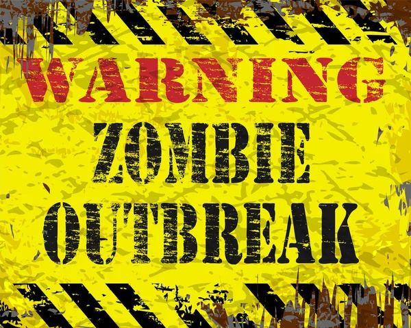 Señal de advertencia de brote de Zombie — Vector de stock