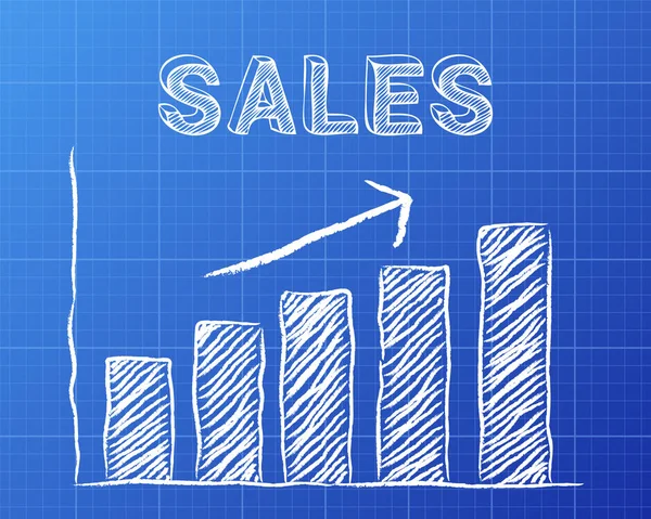Sales Up Blueprint — Stock Vector