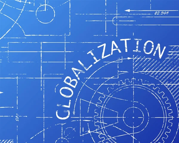 Globalización máquina Blueprint — Vector de stock