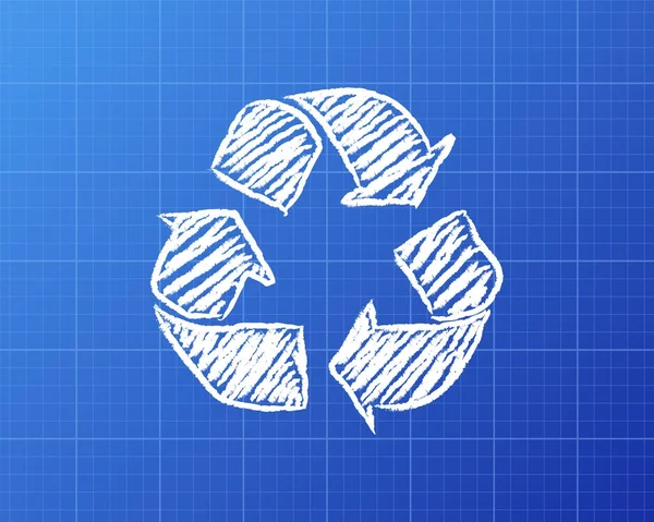 Recycle Symbol Blueprint — Stock Vector