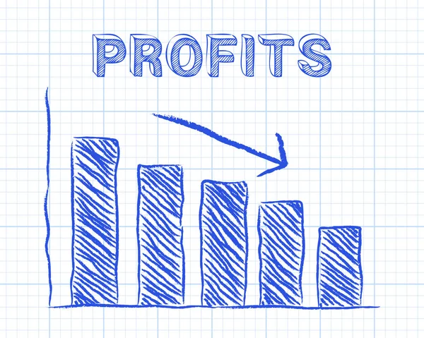 Profits Down Graph Paper — Stock Vector