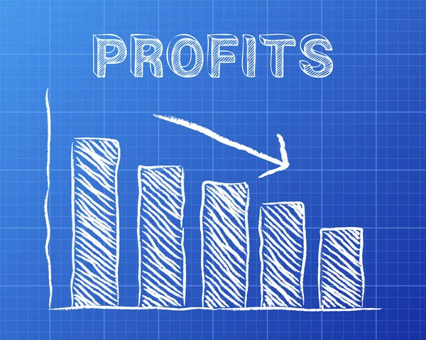 Profits Down Blueprint — Stock Vector