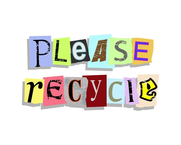 Veuillez recycler les lettres en papier — Image vectorielle