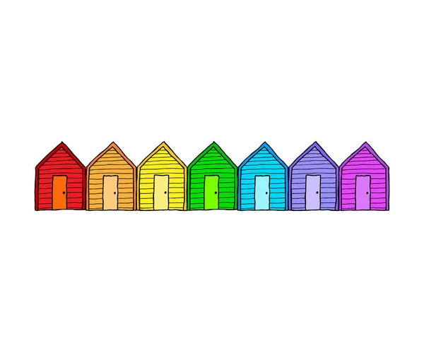 Colorful Beach Hut Line — Stock Vector