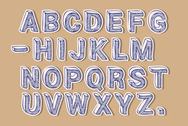 Schriftart Papierbuchstaben — Stockvektor