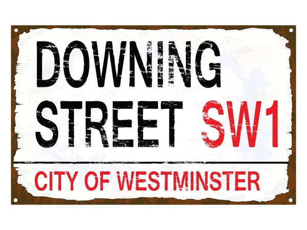 Downing Street emaille bord — Stockvector