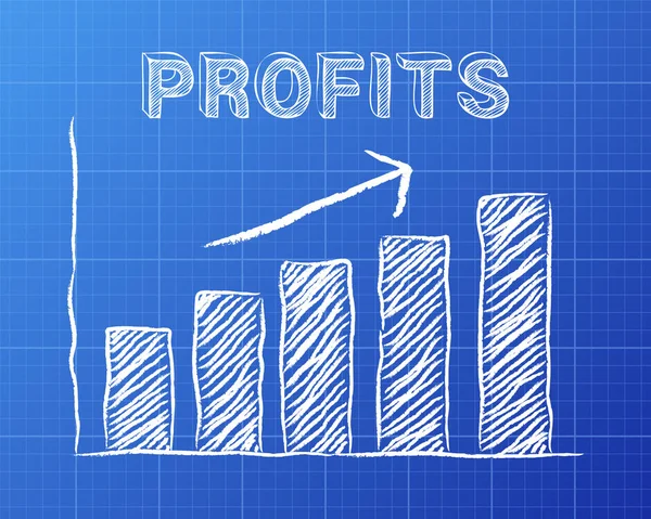 Profits Up Blueprint — Stock Vector