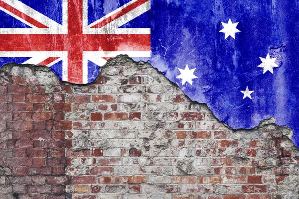 Australische vlag op Grungy muur — Stockfoto