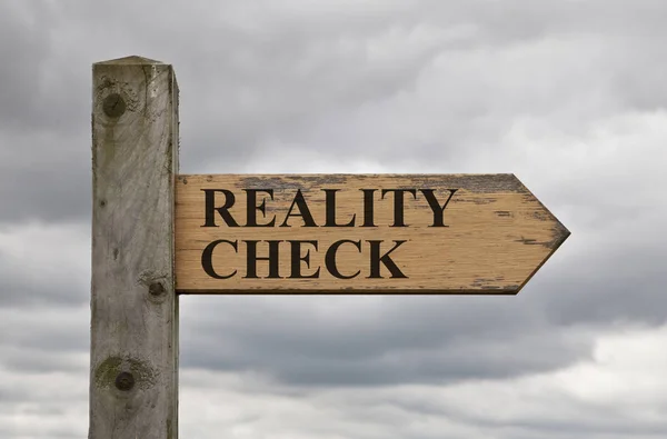 Reality Check Wooden Sign — Stock Photo, Image