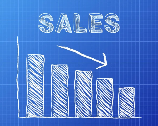Sales Down Blueprint — Stock Vector