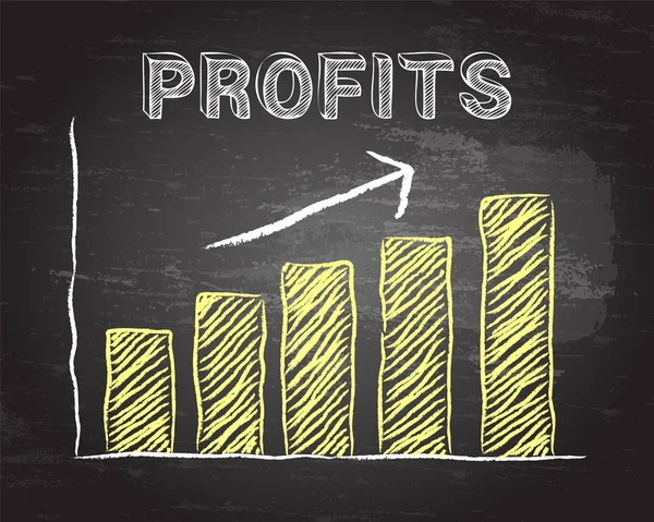 Profits Up Blackboard — Stock Vector